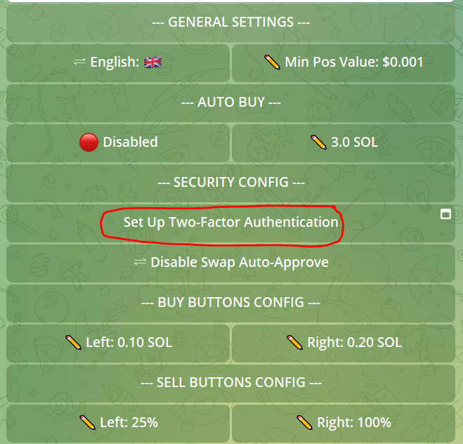 Bonkbot security features like 2FA for wallet protection